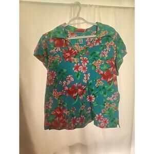 Caribbean Joe Women's Hawaiian Shirt Size PXL Pullover With Floral Design